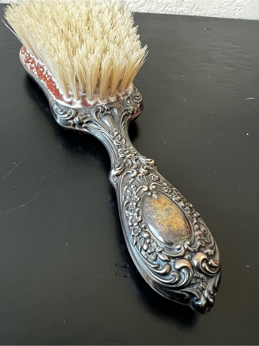 Antique Gorham Sterling Silver Hair Brush Buttercup Pattern 23 Repousse Floral - Picture 4 of 6